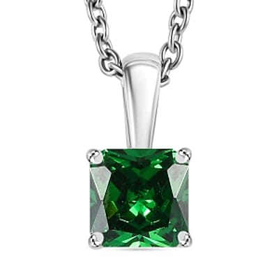 Simulated Diopside Color Diamond Ring (Size 8.0), 3.40 ctw Earrings and Pendant Necklace (20 Inches) in Stainless Steel