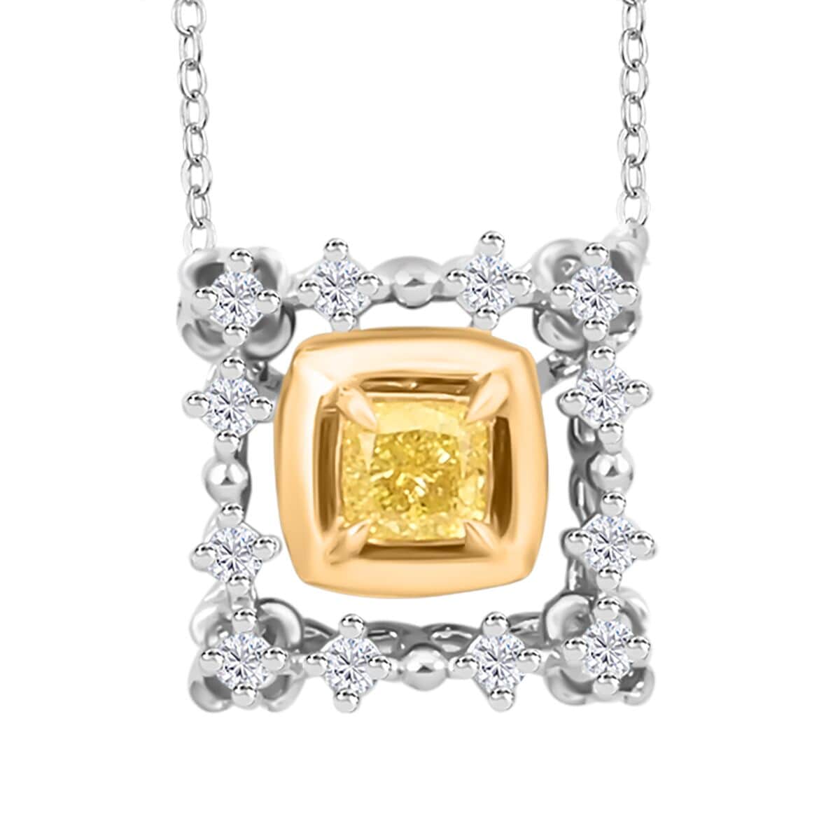 18K Yellow and White Gold Natural Yellow and White Diamond Pendant Necklace 18 Inches 0.20 ctw image number 0