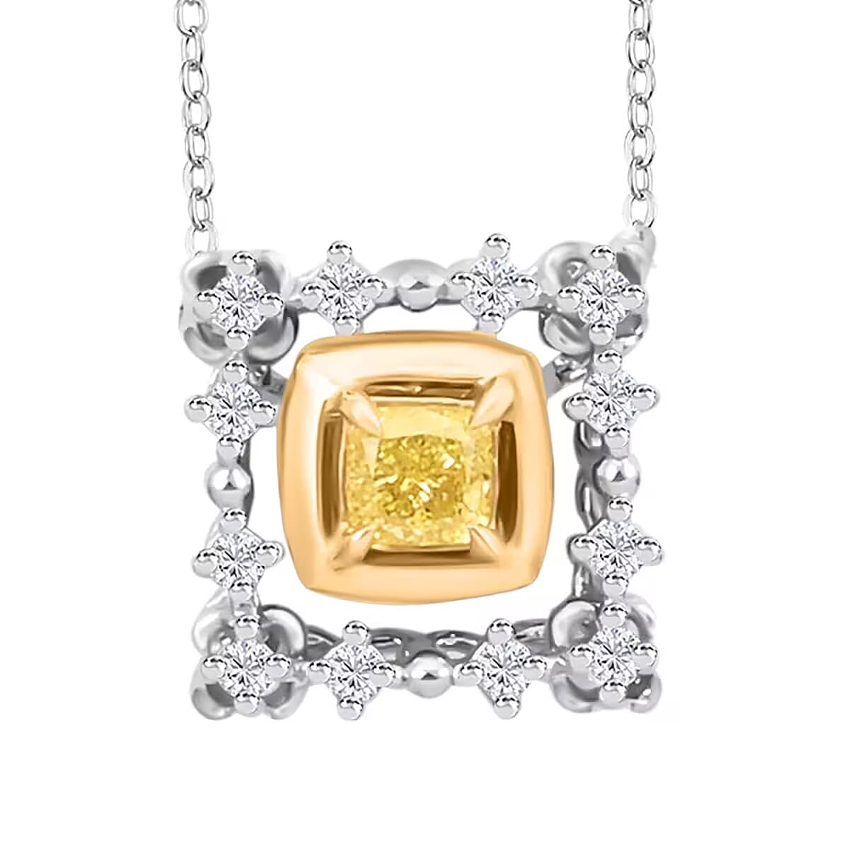 Natural Yellow and White Diamond 0.20 ctw Pendant Necklace in 18K Yellow and White Gold 18 Inches image number 0