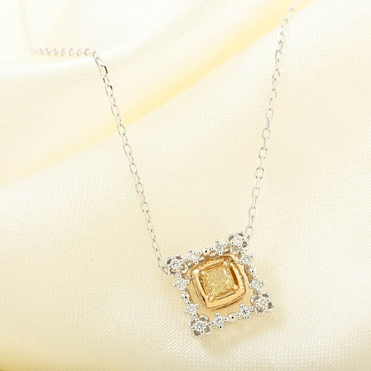 18K Yellow and White Gold Natural Yellow and White Diamond Pendant Necklace 18 Inches 0.20 ctw image number 1