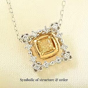 Natural Yellow and White Diamond 0.20 ctw Pendant Necklace in 18K Yellow and White Gold 18 Inches