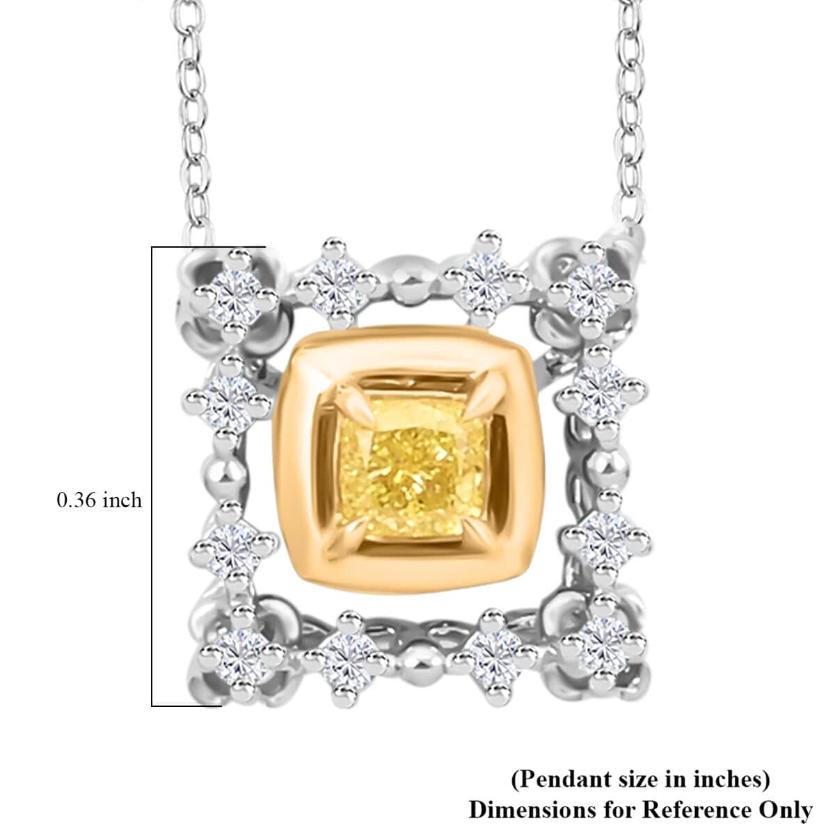 18K Yellow and White Gold Natural Yellow and White Diamond Pendant Necklace 18 Inches 0.20 ctw image number 6