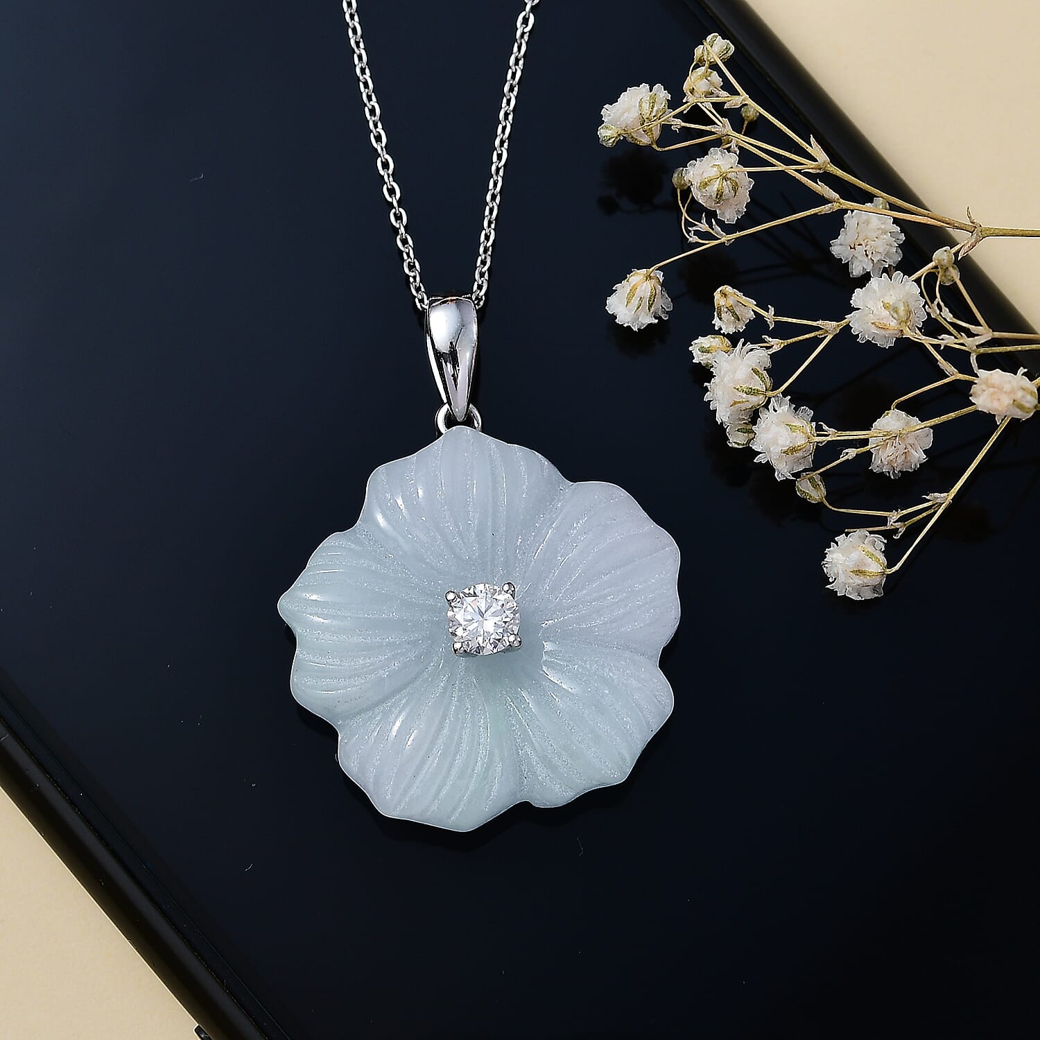 Buy Natural Jade Carved and Moissanite 42.40 ctw Primrose
