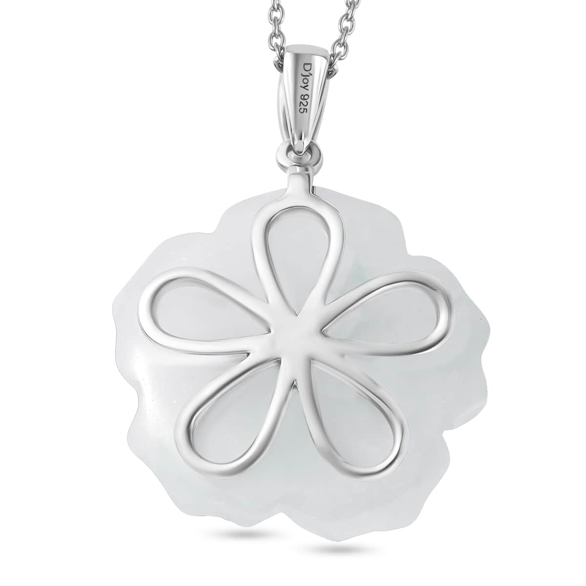 Natural Jade Carved and Moissanite 42.40 ctw Primrose Floral Pendant Necklace in Platinum Over Sterling Silver 20 Inches image number 5