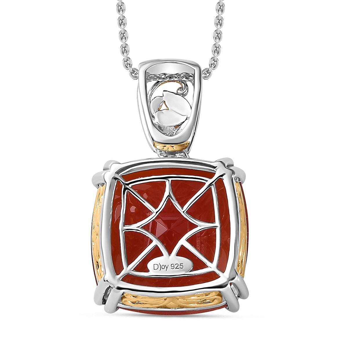 Red Onyx Solitaire Pendant Necklace 20 Inches in Vermeil YG and Platinum Over Sterling Silver 14.35 ctw image number 4