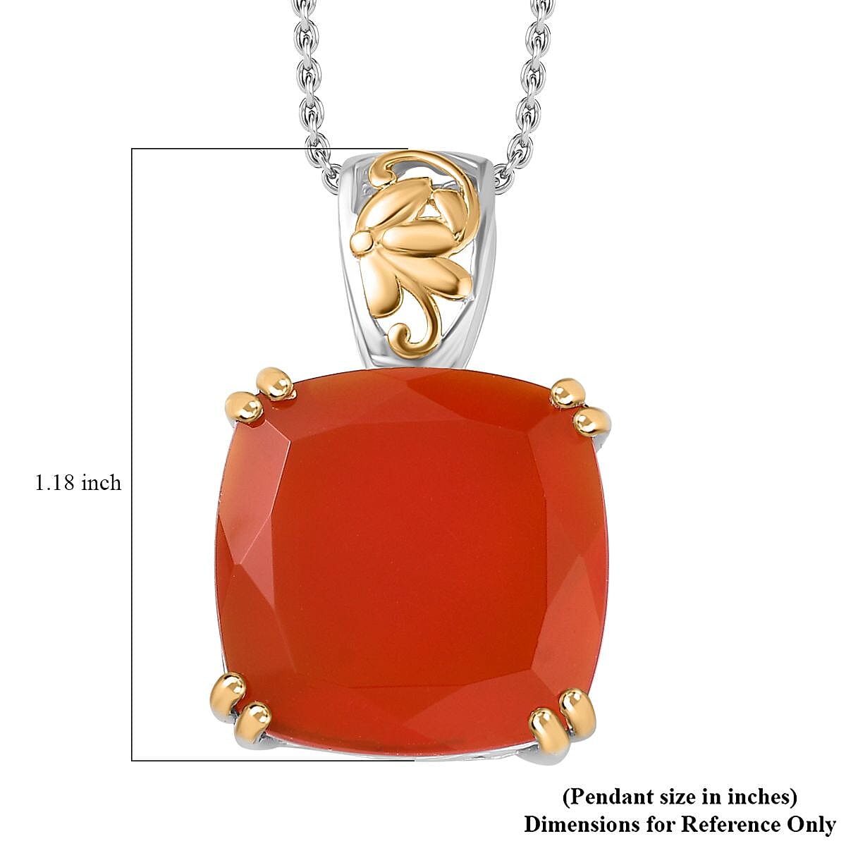 Red Onyx Solitaire Pendant Necklace 20 Inches in Vermeil YG and Platinum Over Sterling Silver 14.35 ctw image number 6