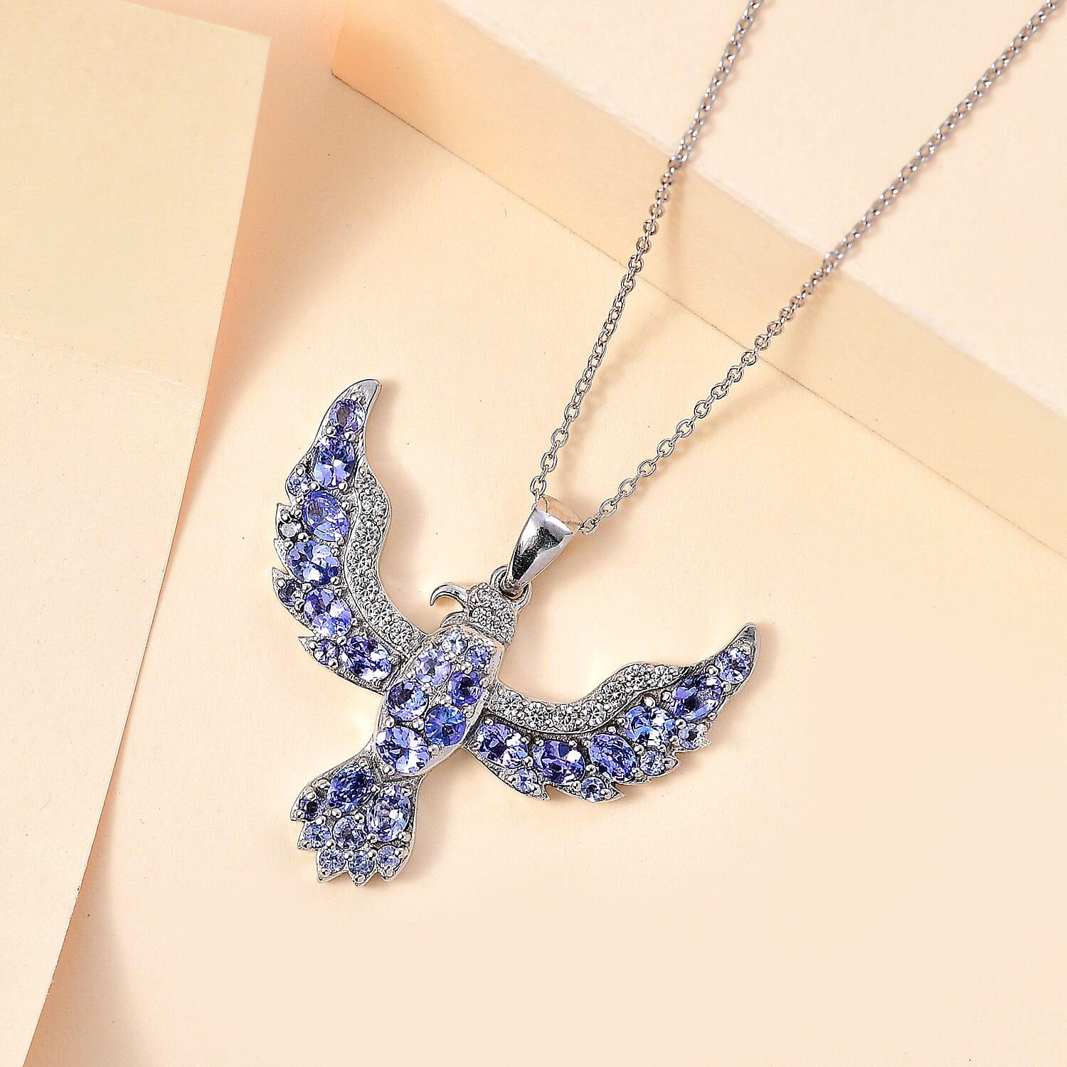 Buy Tanzanite and White Zircon Eagle Pendant Necklace 20