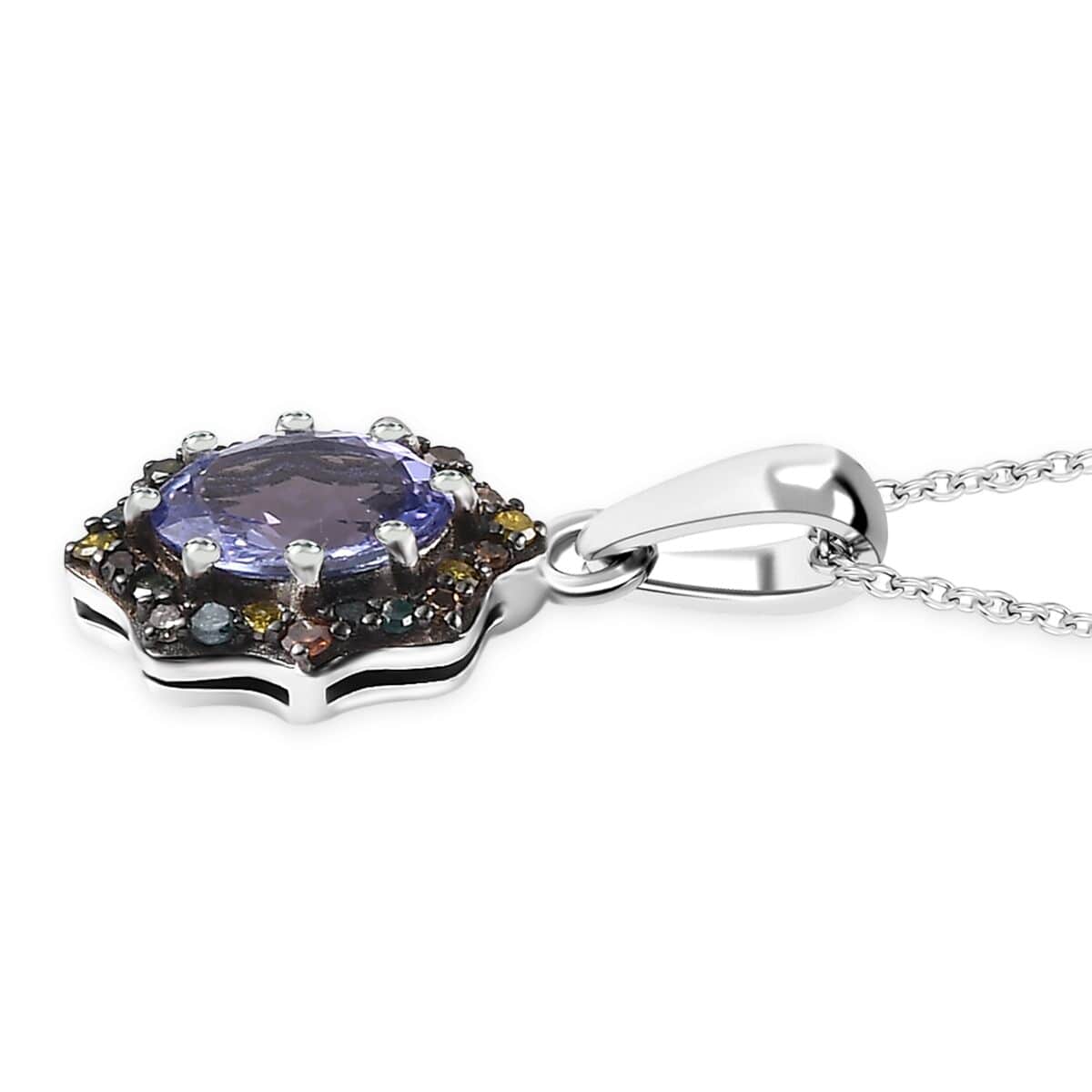 Tanzanite and Multi Gemstone Northern Lights Pendant Necklace 20 Inches in Rhodium Over Sterling Silver 1.15 ctw image number 3