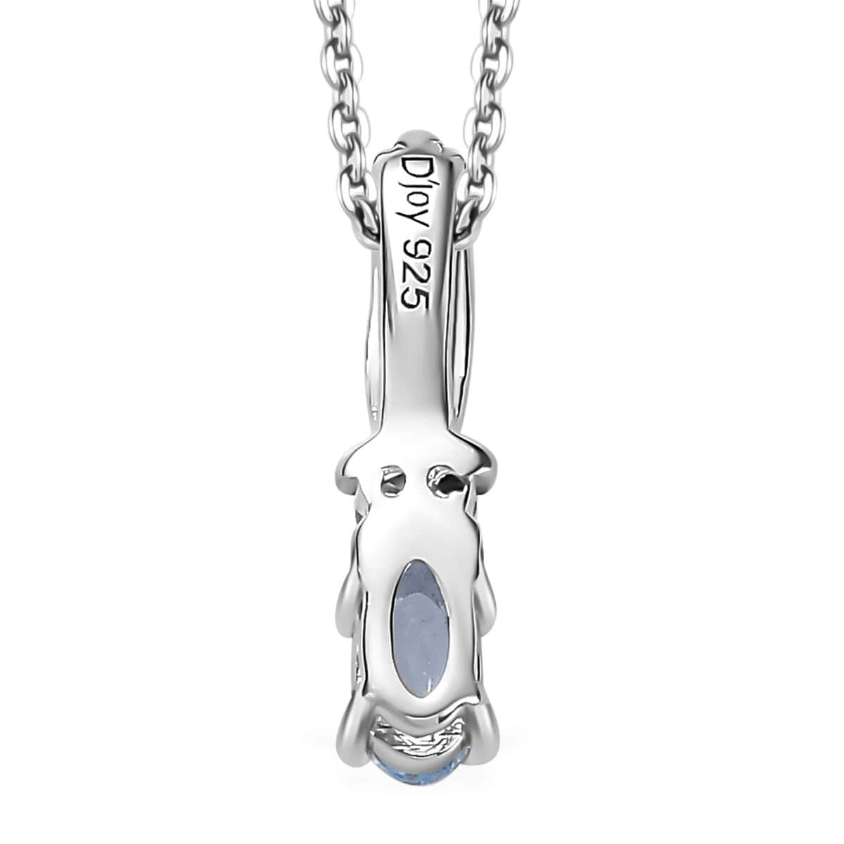 Santa Maria Aquamarine and White Zircon Ring (Size 5.0) and Pendant Necklace 20 Inches in Rhodium Over Sterling Silver 0.50 ctw image number 8