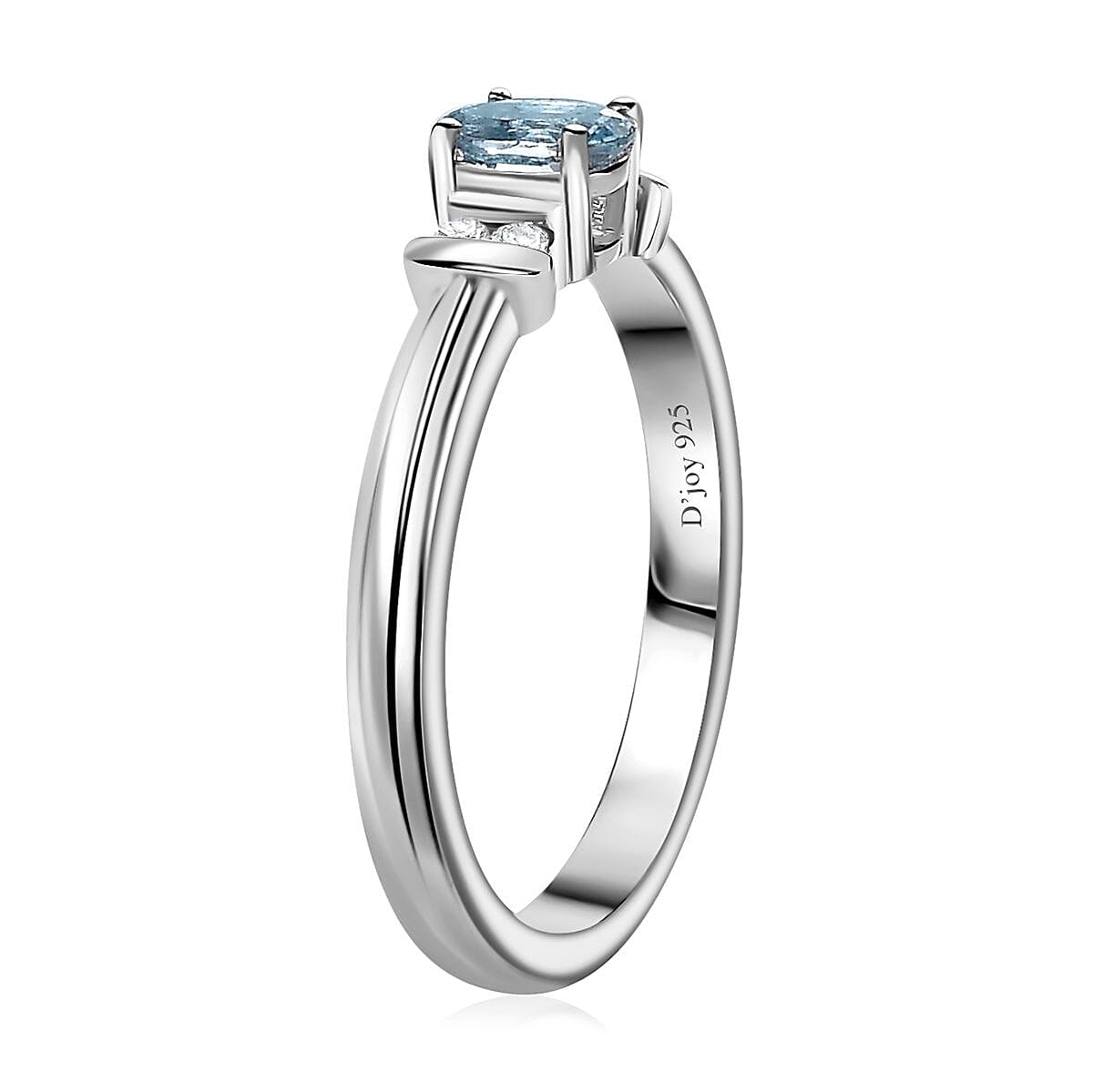 Santa Maria Aquamarine and White Zircon Ring (Size 7.0) and Pendant Necklace 20 Inches in Rhodium Over Sterling Silver 0.50 ctw image number 4