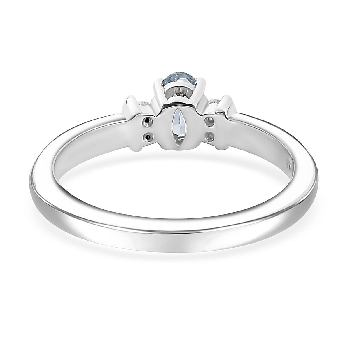 Santa Maria Aquamarine and White Zircon Ring (Size 7.0) and Pendant Necklace 20 Inches in Rhodium Over Sterling Silver 0.50 ctw image number 5