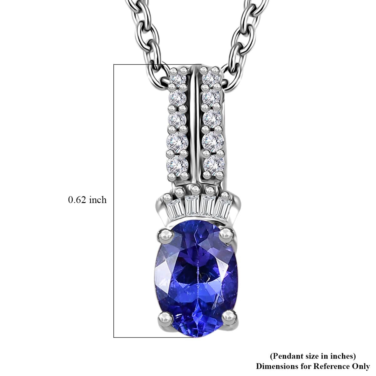 AAA Tanzanite and Diamond Pendant Necklace 20 Inches in Rhodium Over Sterling Silver 0.75 ctw image number 6