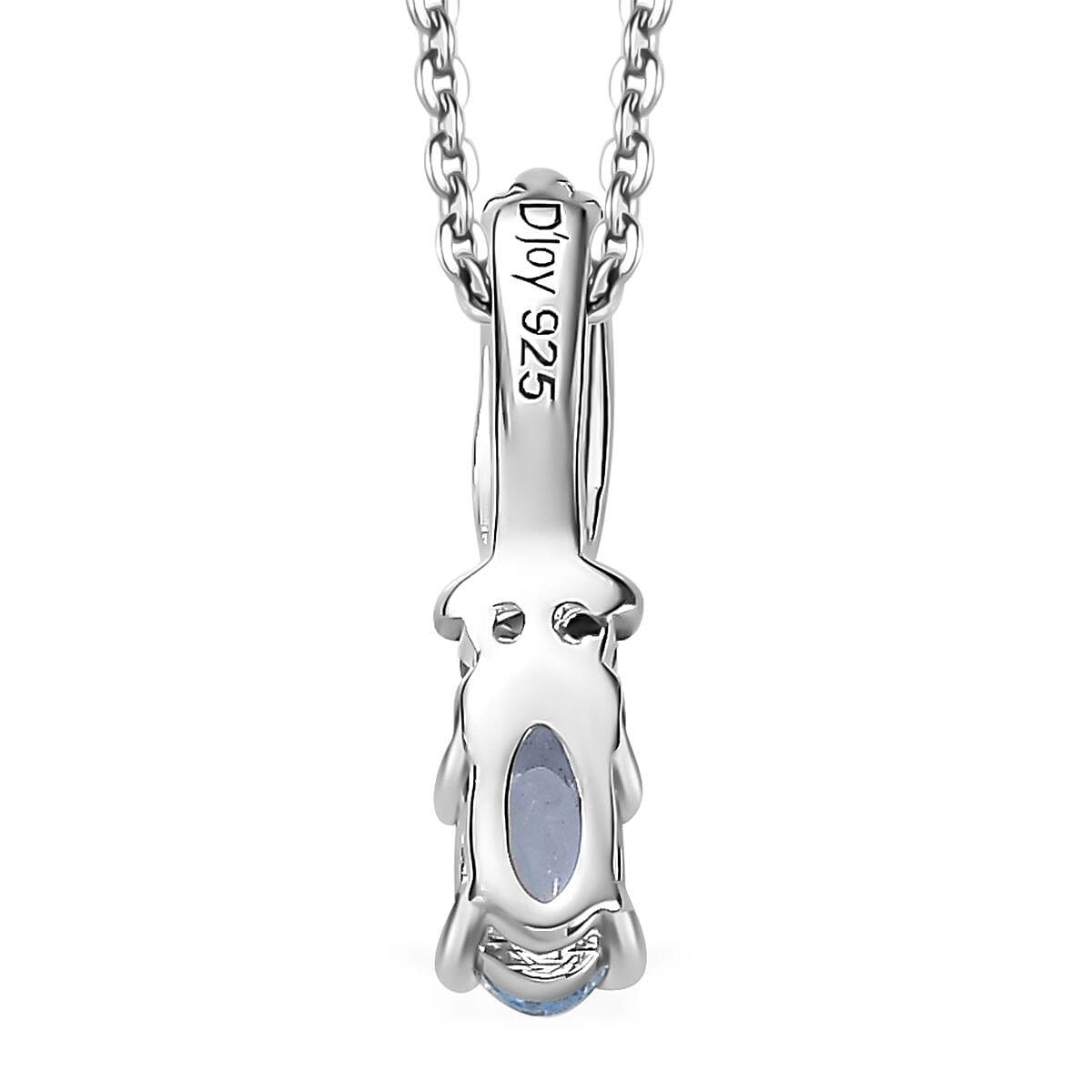Santa Maria Aquamarine and White Zircon Ring (Size 8.0) and Pendant Necklace 20 Inches in Rhodium Over Sterling Silver 0.50 ctw image number 8