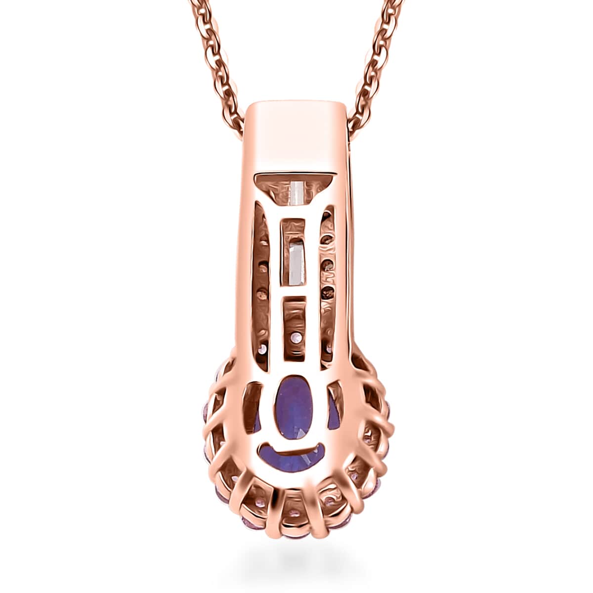 AAA Tanzanite and Multi Gemstone Kephi Pendant Necklace 20 Inches in 18K Vermeil Rose Gold Over Sterling Silver 1.40 ctw image number 4
