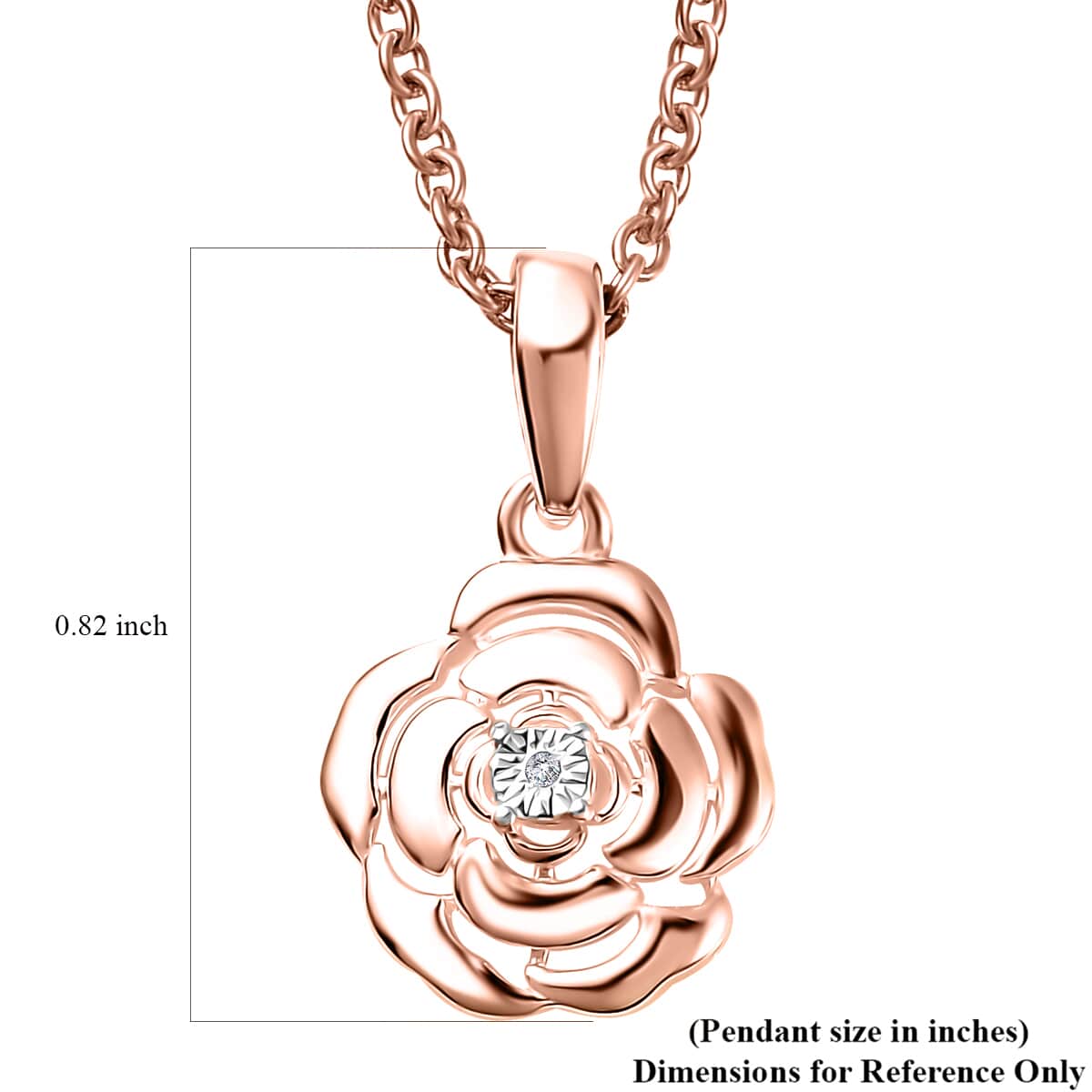 Diamond Accent Floral Pendant in 14K RG Over Sterling Silver with ION Plated RG Stainless Steel Chain 20 Inches image number 6