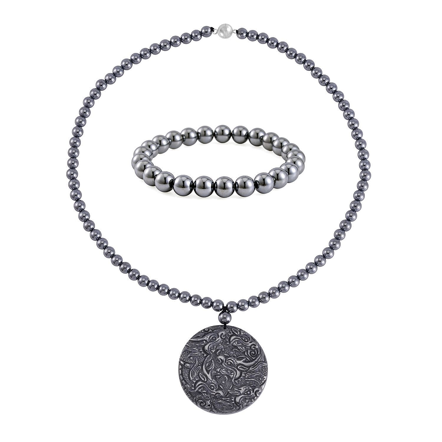Set of 2 - Terahertz Necklace (20 Inches) and Bracelet (7-7.50In) in Rhodium Over Sterling Silver 310.00 ctw