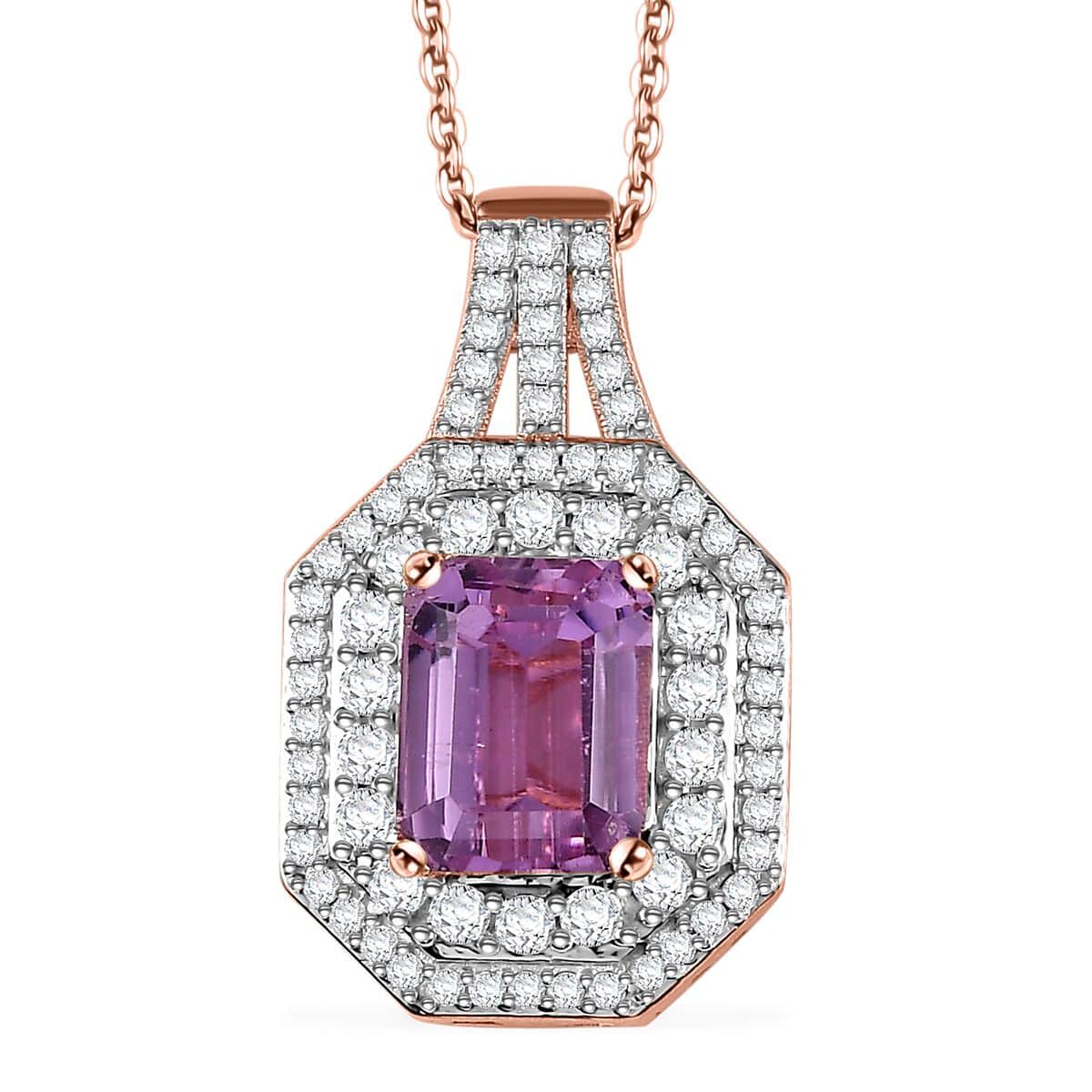 Buy AAA Patroke Kunzite and Moissanite Cocktail Pendant Necklace 18 ...