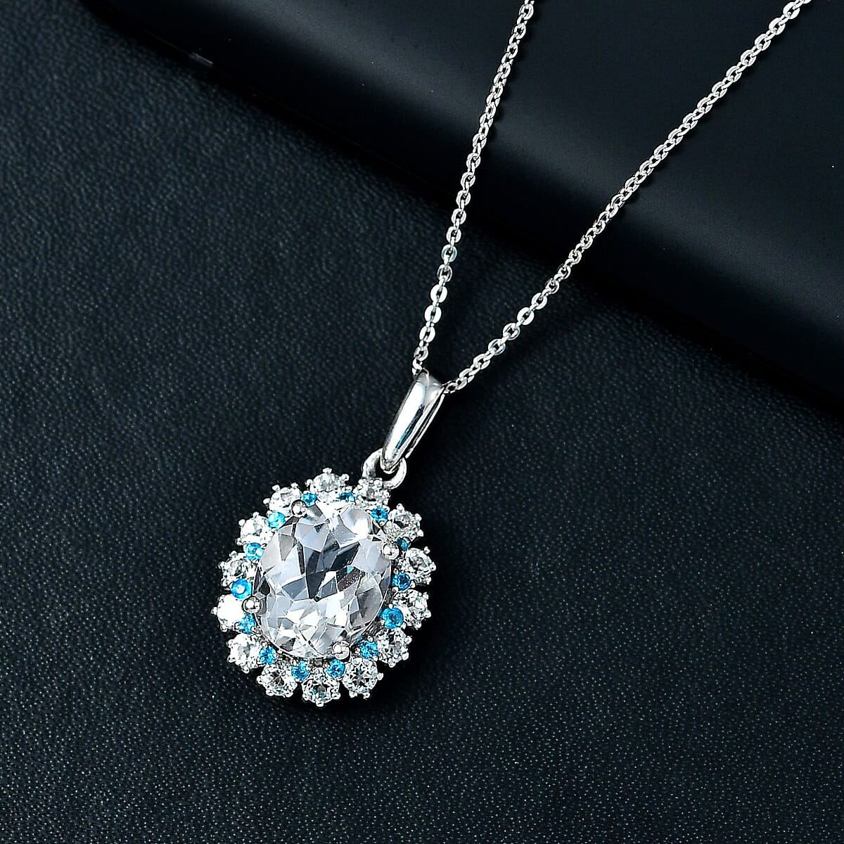 Brazilian Petalite and Multi Gemstone Sea Pendant Necklace 20 Inches in Rhodium Over Sterling Silver 4.30 ctw image number 1