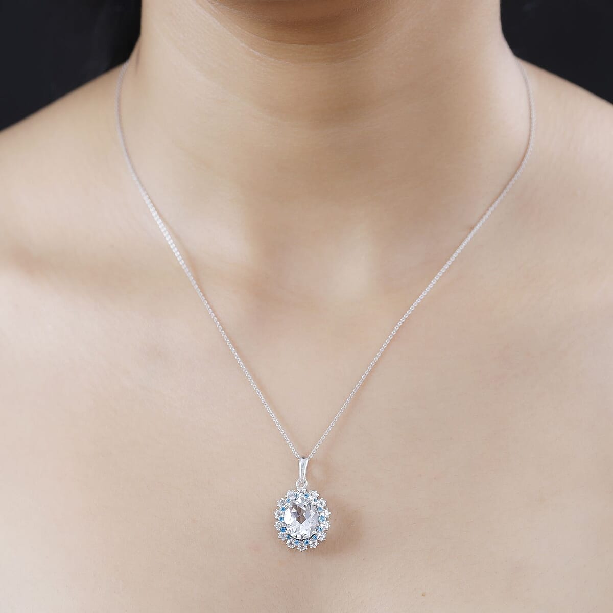 Brazilian Petalite and Multi Gemstone Sea Pendant Necklace 20 Inches in Rhodium Over Sterling Silver 4.30 ctw image number 2