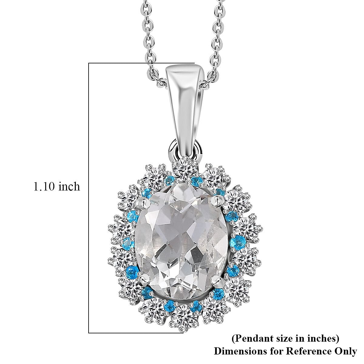 Brazilian Petalite and Multi Gemstone Sea Pendant Necklace 20 Inches in Rhodium Over Sterling Silver 4.30 ctw