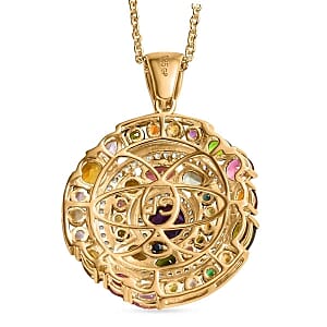 African Amethyst and Multi Gemstone Pendant 5.99 ctw Necklace in Vermeil YG Over Sterling Silver (20 Inches)