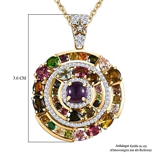 African Amethyst and Multi Gemstone Pendant 5.99 ctw Necklace in Vermeil YG Over Sterling Silver (20 Inches)