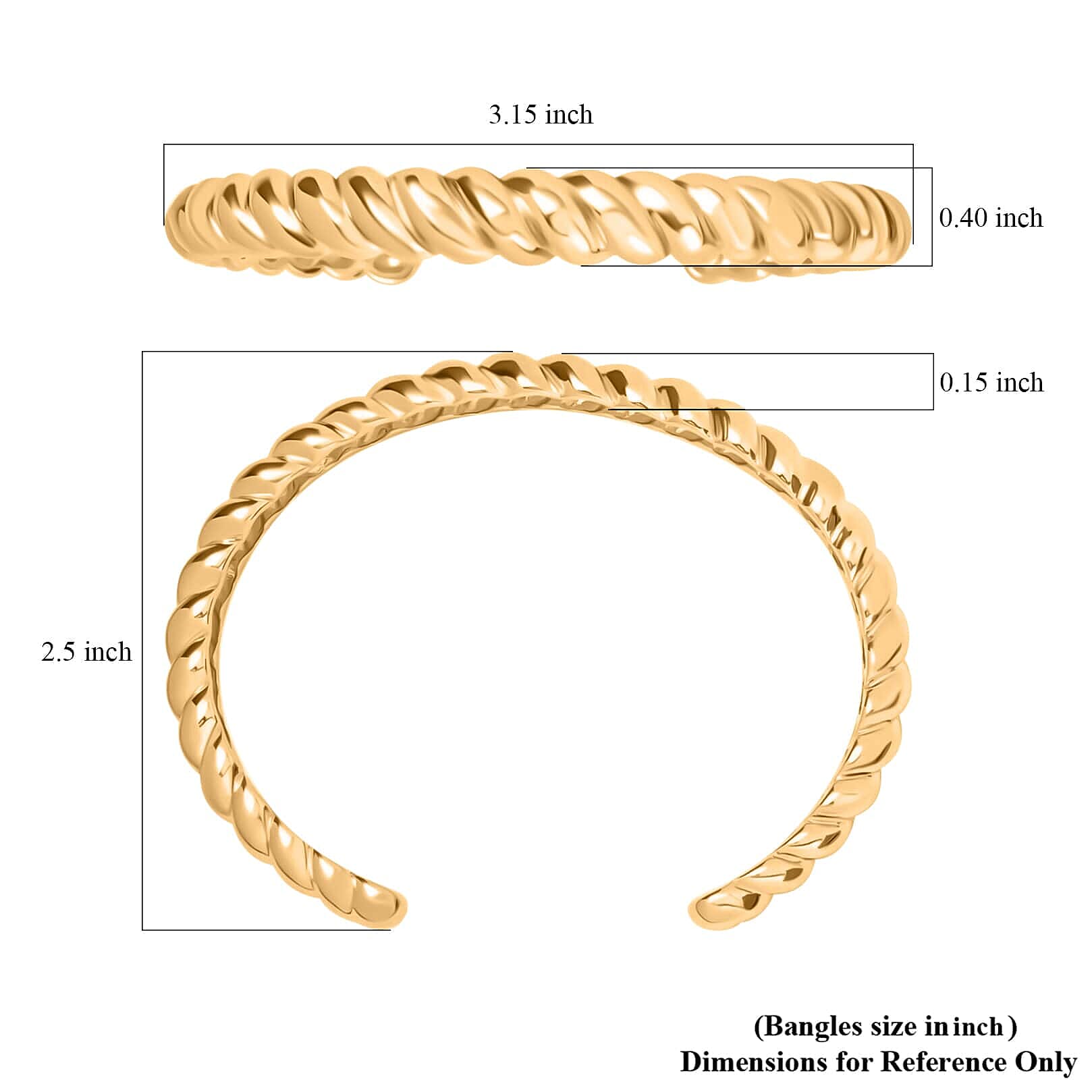 EverTrue Set of 2 Twisted Cuff Bracelet (7.50 In) and Half Hoop Earrings in ION Plated YG and Stainless Steel