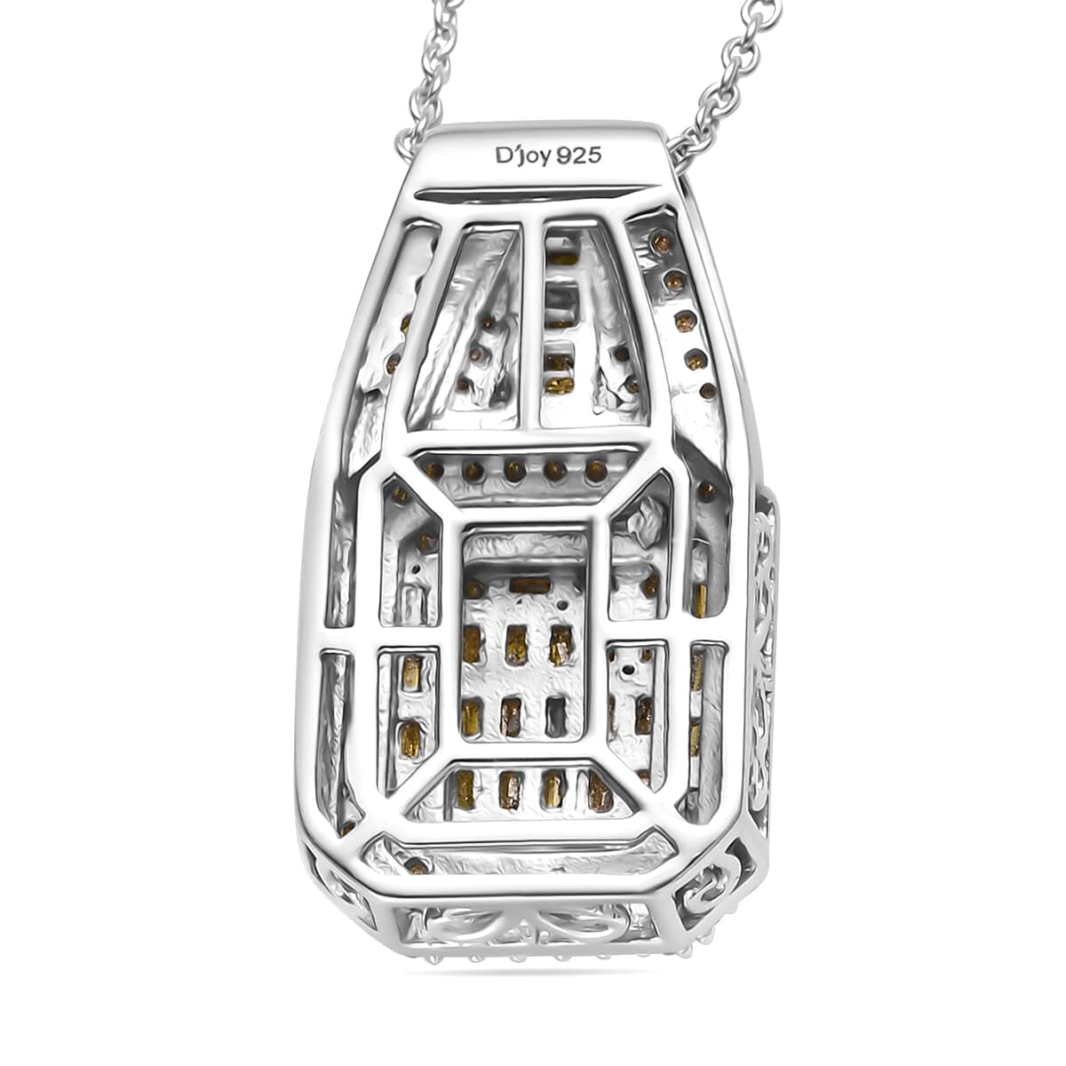 Yellow Diamond 1.00 ctw Art Deco Pendant Necklace in Rhodium Over Sterling Silver 20 Inches image number 4