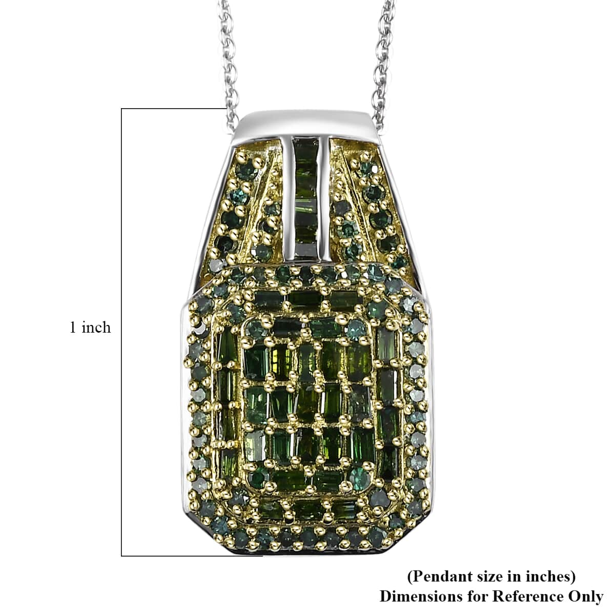 Green Diamond 1.00 ctw Art Deco Pendant Necklace in Rhodium Over Sterling Silver 20 Inches image number 6