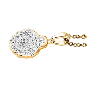 Karis Diamond Accent Shell Pendant in 18K YG Plated with ION Plated YG Stainless Steel Necklace 20 Inches