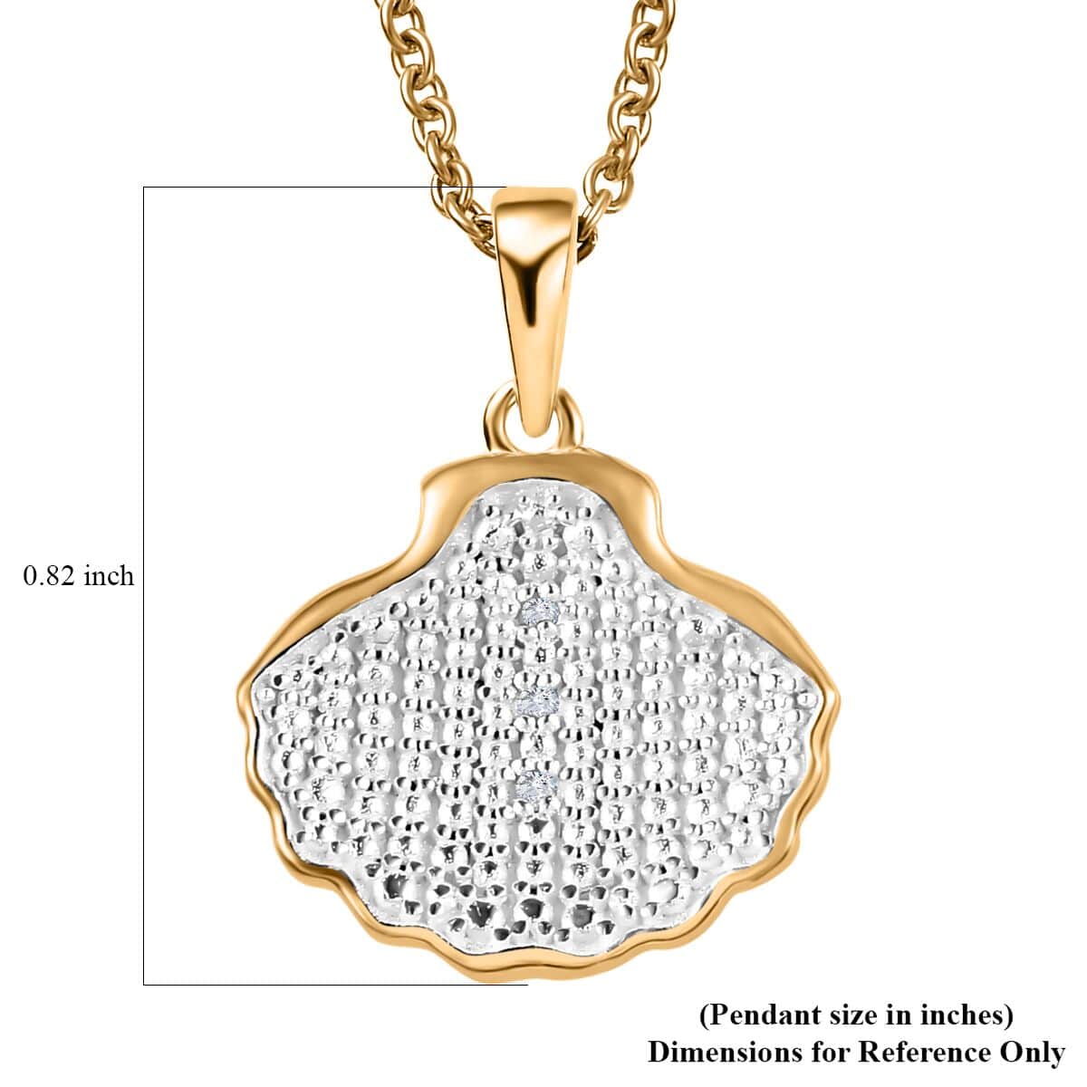 Karis Diamond Accent Shell Pendant in 18K YG Plated with ION Plated YG Stainless Steel Necklace 20 Inches image number 6