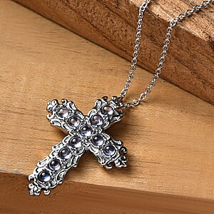 Tanzanite 1.35 ctw Pendant Necklace in Stainless Steel 20 Inches