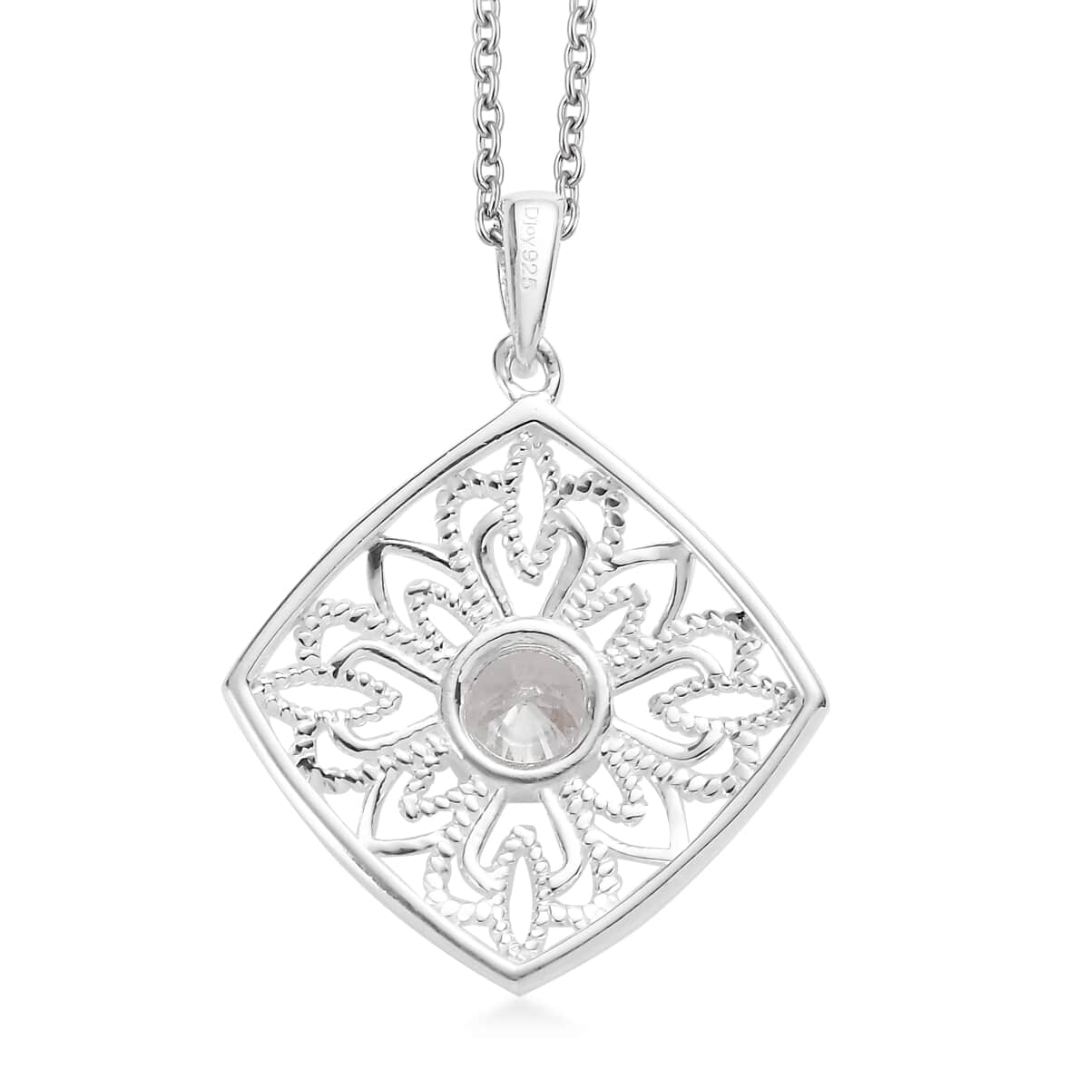 Simulated Diamond 0.85 ctw Pendant in Sterling Silver with Stainless Steel Necklace 20 Inches  image number 5