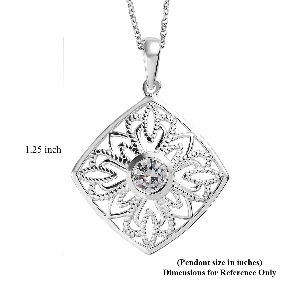 Simulated Diamond 0.85 ctw Pendant in Sterling Silver with Stainless Steel Necklace 20 Inches  image number 6