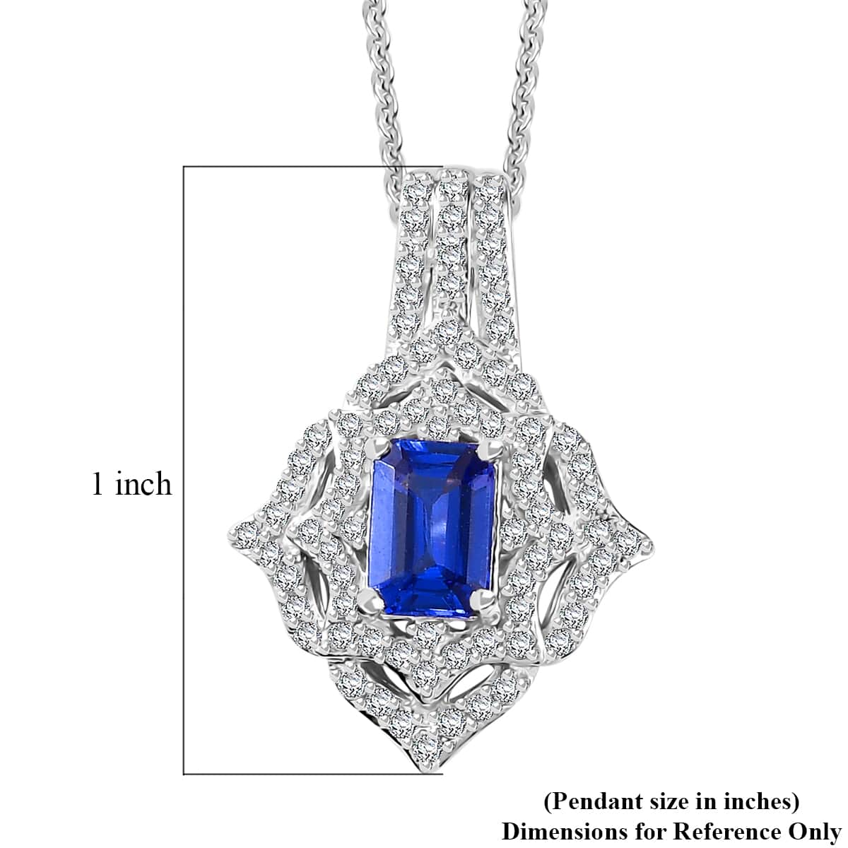 Premium Tanzanite and White Zircon Pendant Necklace 20 Inches in Rhodium Over Sterling Silver 1.70 ctw image number 6