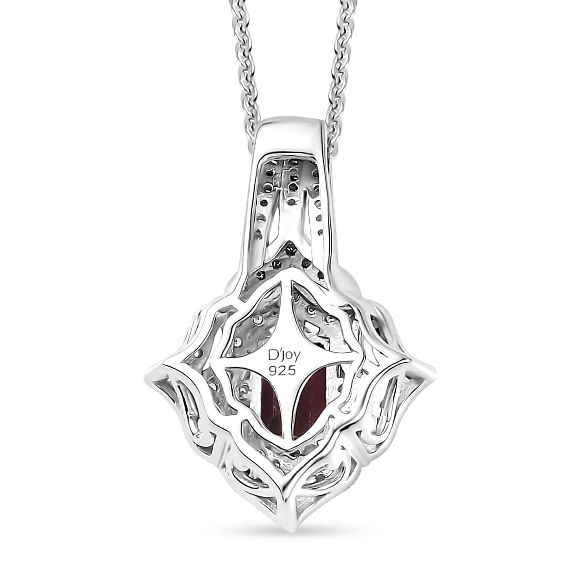 Premium Ofiki Rubellite and White Zircon Pendant Necklace 20 Inches in Rhodium Over Sterling Silver 1.75 ctw image number 4