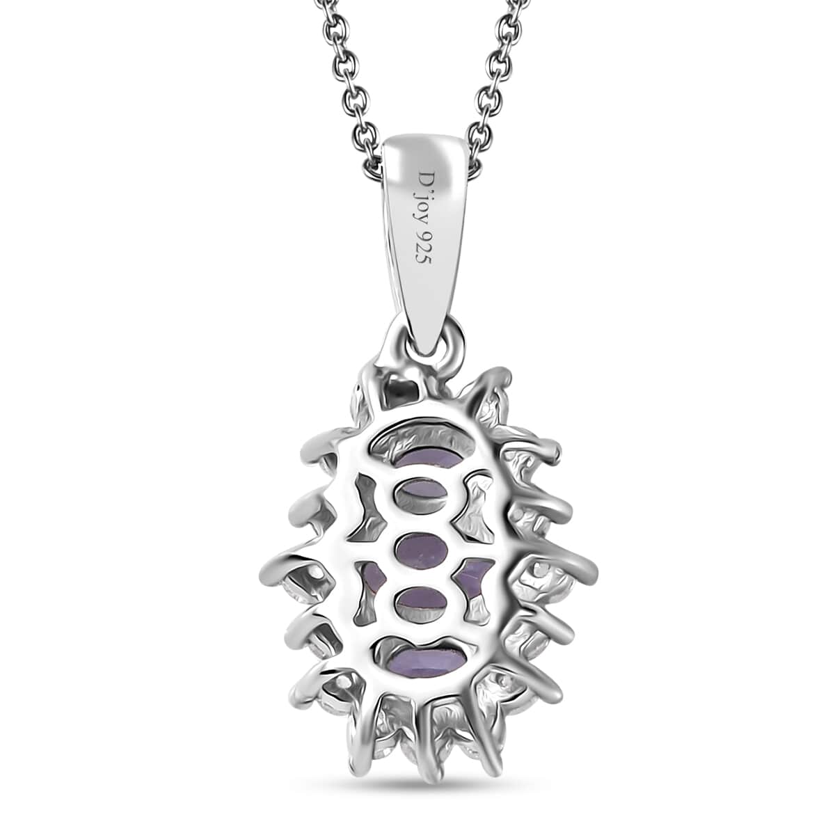 Tanzanite and White Zircon Pendant Necklace 20 Inches in Rhodium Over Sterling Silver 1.30 ctw image number 4