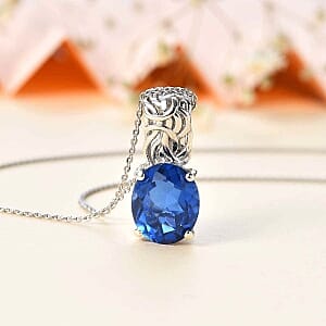 Ceylon Color Quartz 5.00 ctw Pendant Necklace (20 Inches) in Rhodium Over Sterling Silver