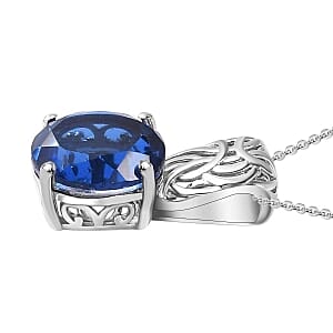 Ceylon Color Quartz 5.00 ctw Pendant Necklace (20 Inches) in Rhodium Over Sterling Silver
