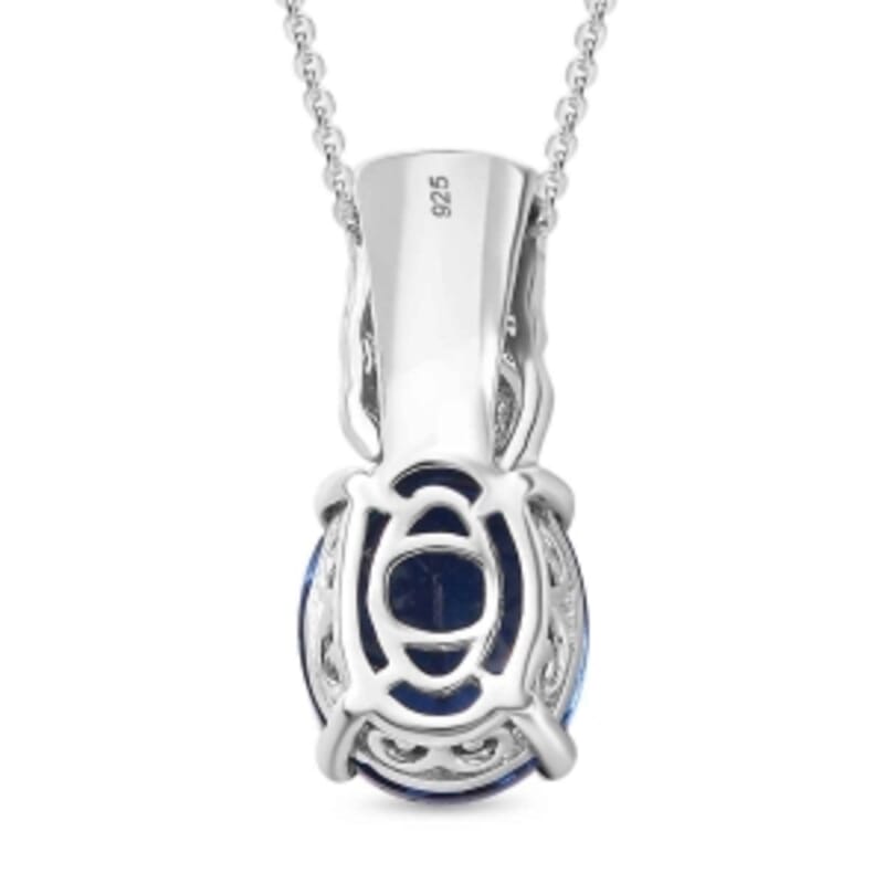 Ceylon Color Quartz 5.00 ctw Pendant Necklace (20 Inches) in Rhodium Over Sterling Silver