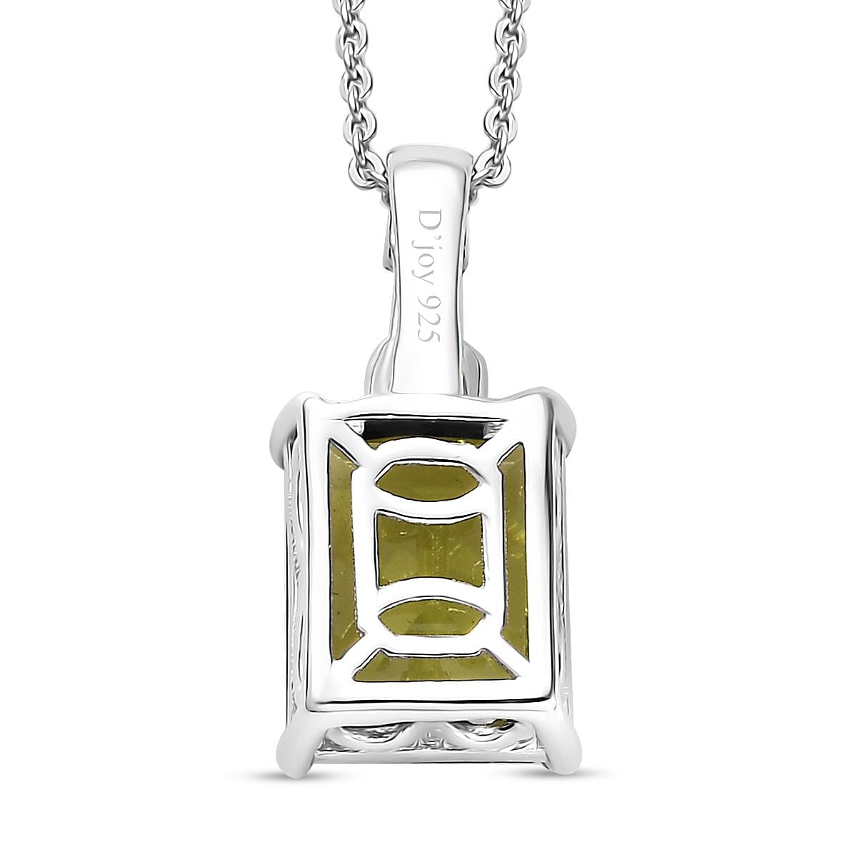 Peridot and Moissanite Pendant Necklace 20 Inches in Rhodium Over Sterling Silver 3.35 ctw