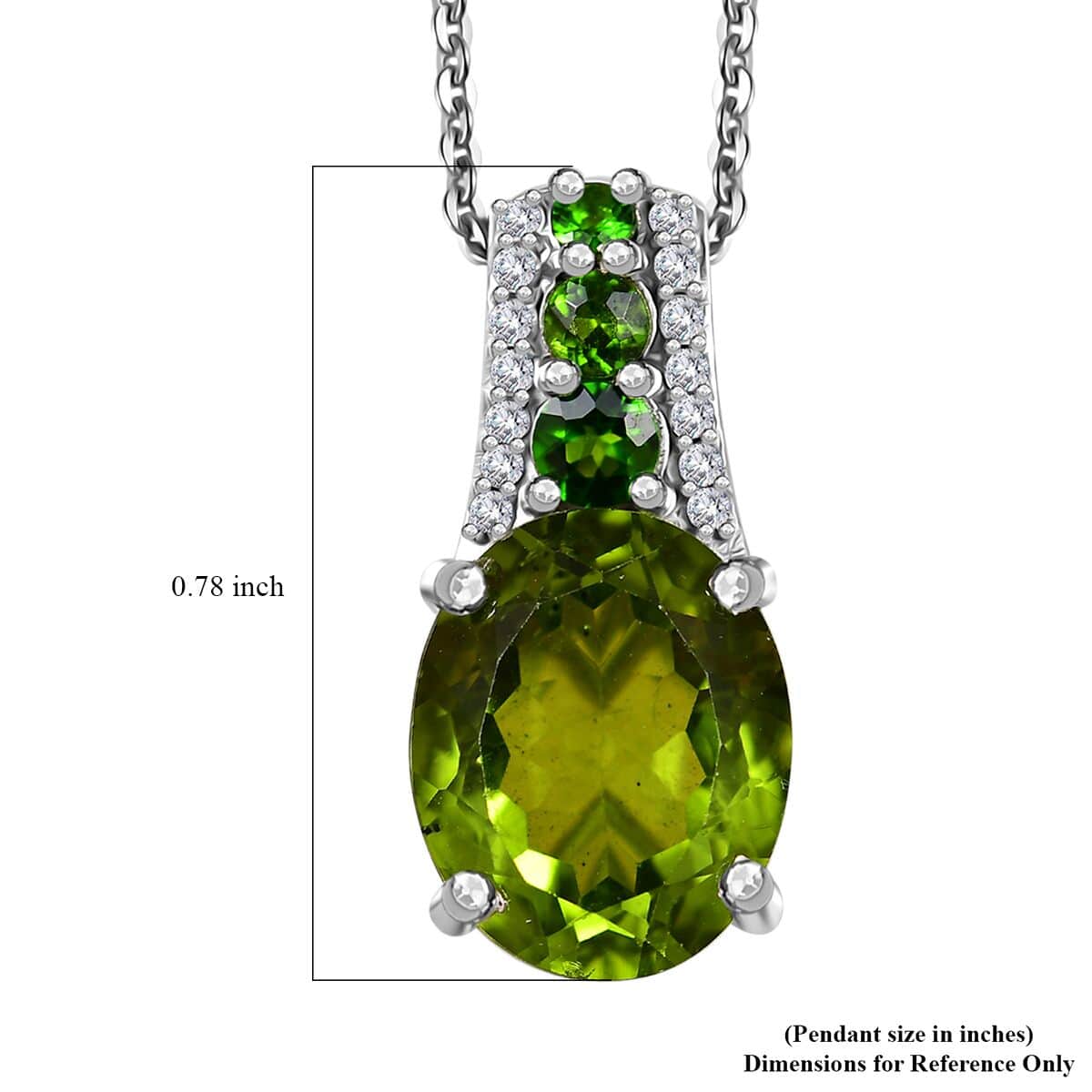 Hebei Peridot and Multi Gemstone Pendant Necklace 20 Inches in Rhodium Over Sterling Silver 4.20 ctw image number 6