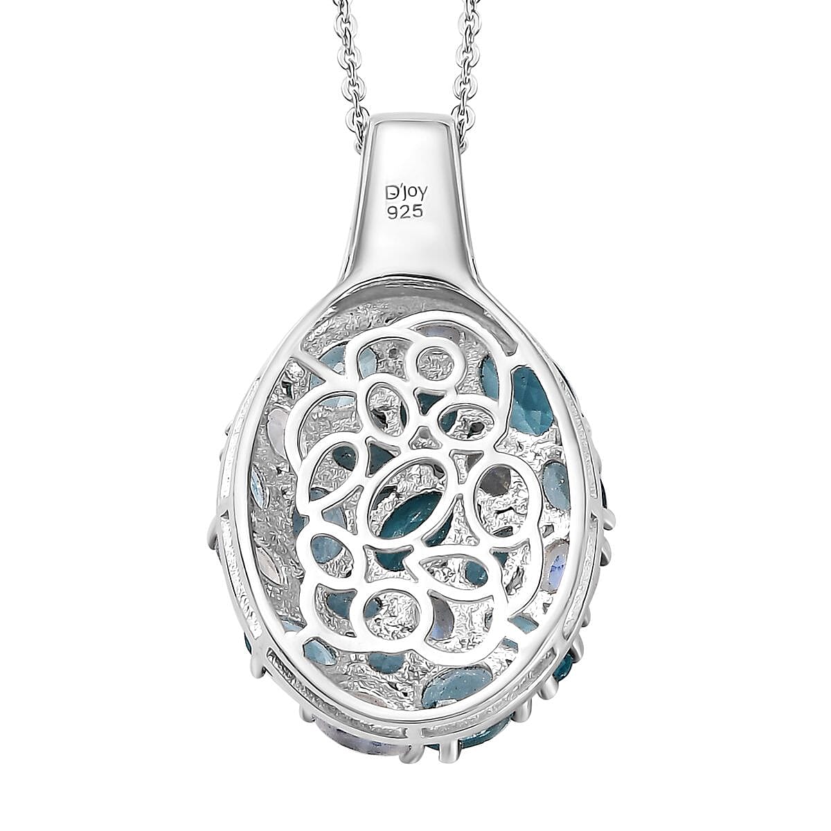 Betroka Blue Apatite and Multi Gemstone Pebbles Pendant Necklace 20 Inches in Rhodium Over Sterling Silver 5.70 ctw
