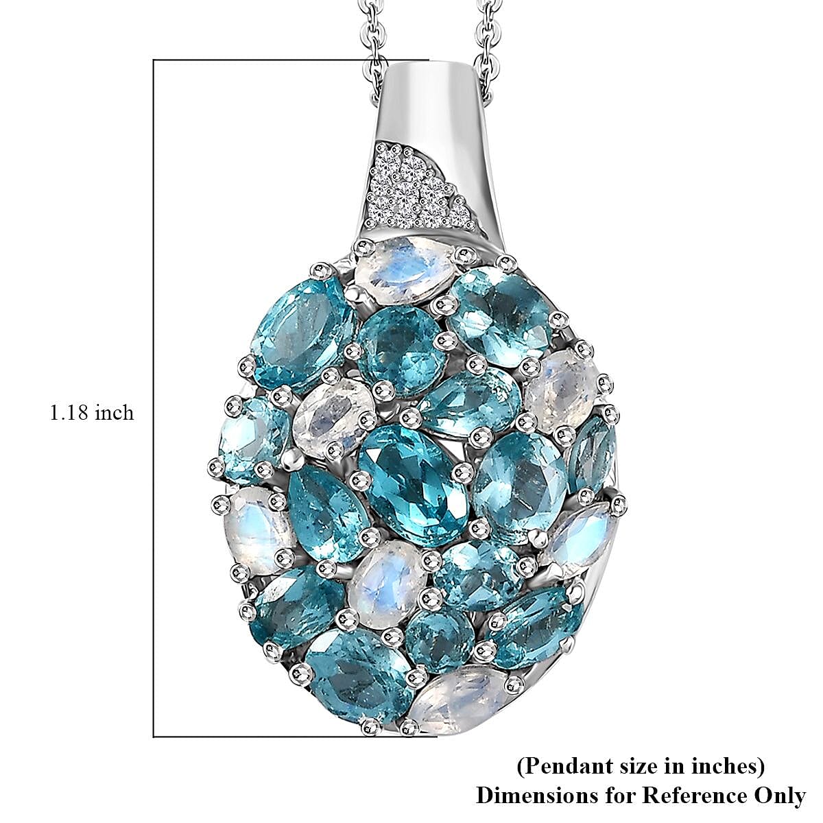 Betroka Blue Apatite and Multi Gemstone Pebbles Pendant Necklace 20 Inches in Rhodium Over Sterling Silver 5.70 ctw