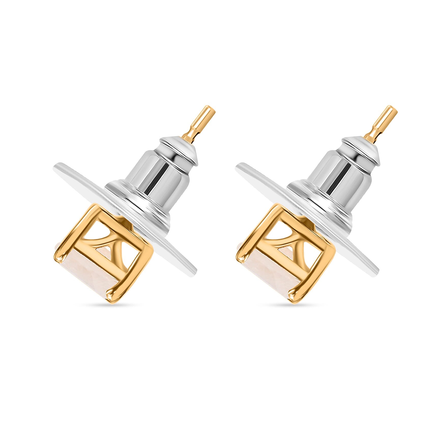 Moon Glow Moonstone Solitaire Stud Earrings, Ring (Size 5.0) and Pendant in 18K Vermeil Yellow Gold Over Sterling Silver 3.20 ctw
