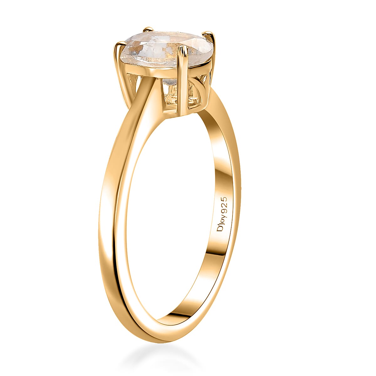 Moon Glow Moonstone Solitaire Stud Earrings, Ring (Size 8.0) and Pendant without Chain in 18K Vermeil Yellow Gold Over Sterling Silver 3.20 ctw image number 5