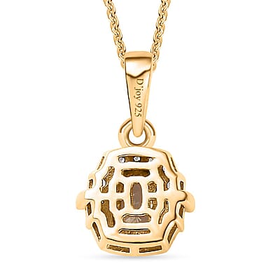 AAA Turkizite and White Zircon Halo Pendant Necklace 20 Inches in 18K Vermeil Yellow Gold Over Sterling Silver 0.90 ctw