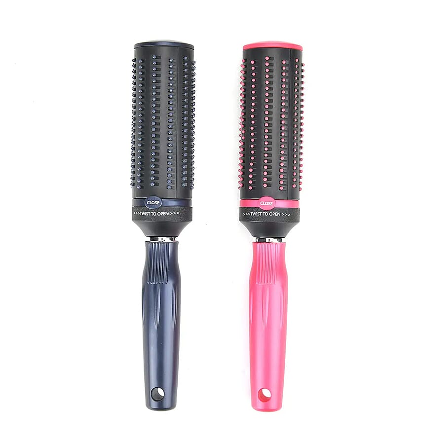 Set of 2 Portable Easy Clean Rotating Comb - Navy and Blue