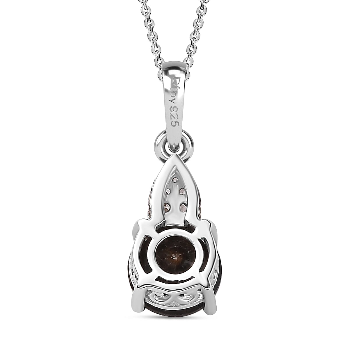 Zawadi Chocolate Sapphire and Champagne Zircon Ring (Size 5.0) and Pendant Necklace 20 Inches in Rhodium Over Sterling Silver 6.00 ctw