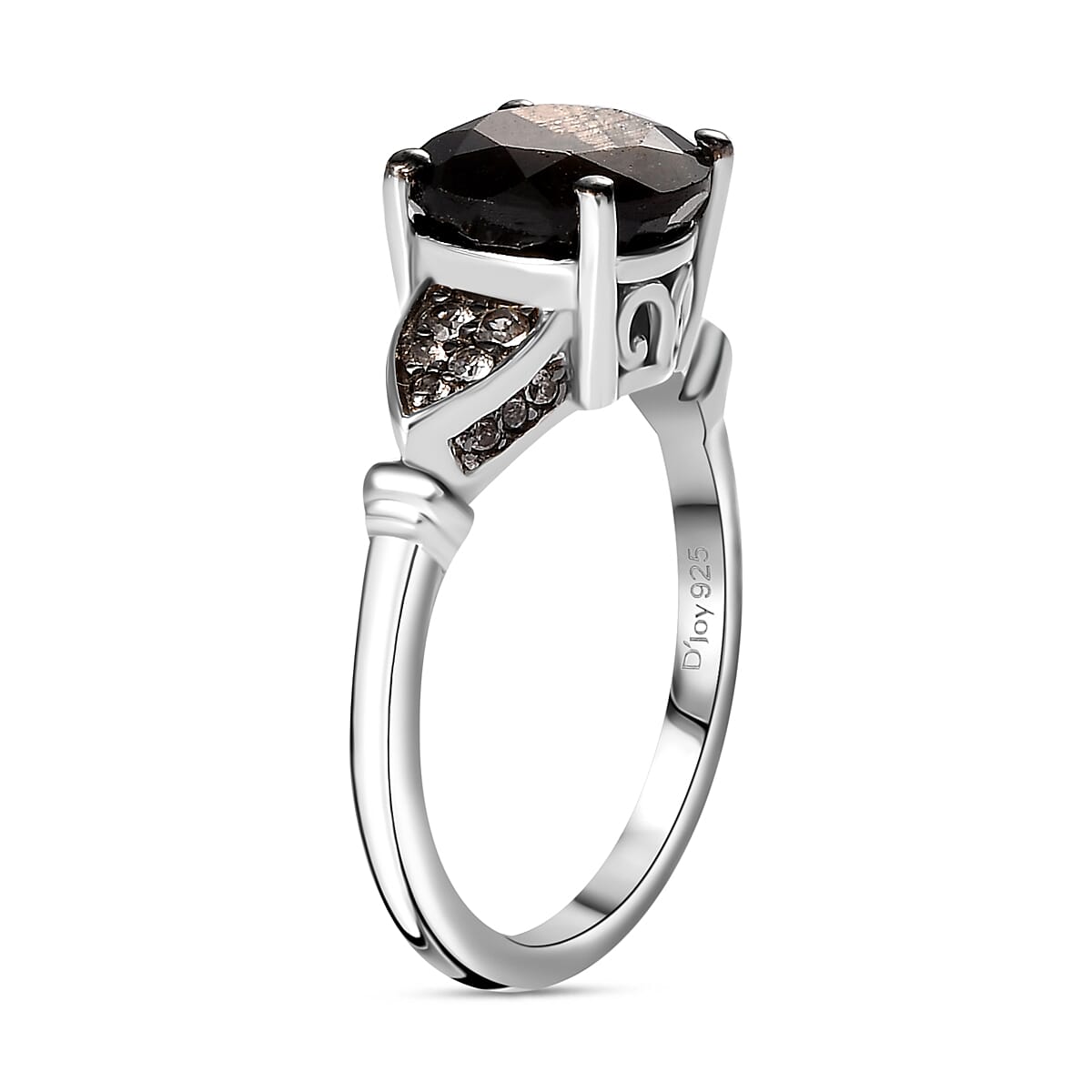 Zawadi Chocolate Sapphire and Champagne Zircon Ring (Size 6.0) and Pendant Necklace 20 Inches in Rhodium Over Sterling Silver 6.00 ctw image number 4